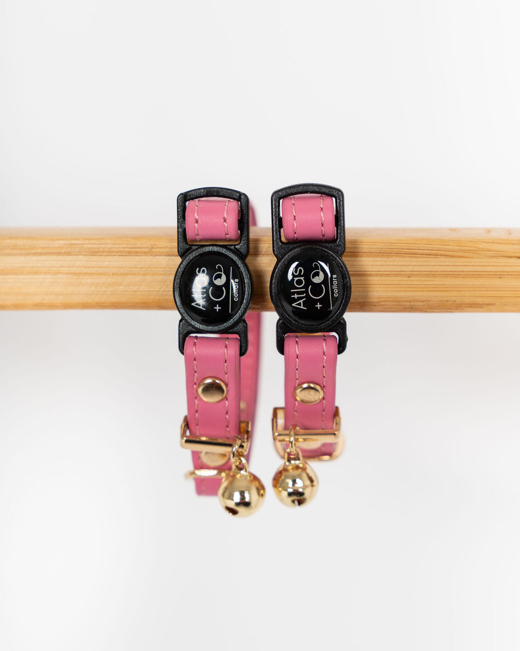 Pink Atlas + Co collars in size adult and kitten